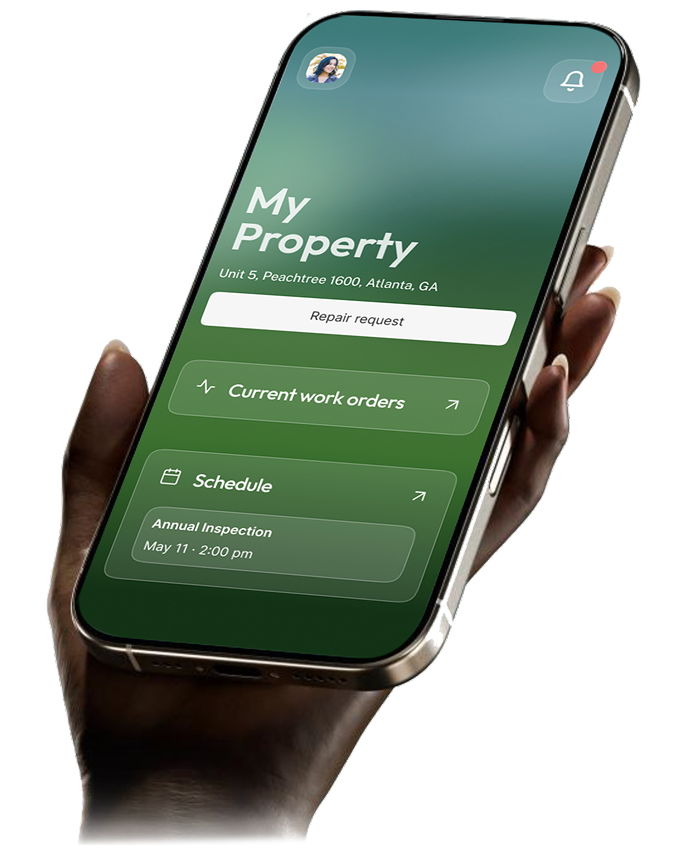 Housing Help app — My Property screen showing repair requests and scheduled inspections