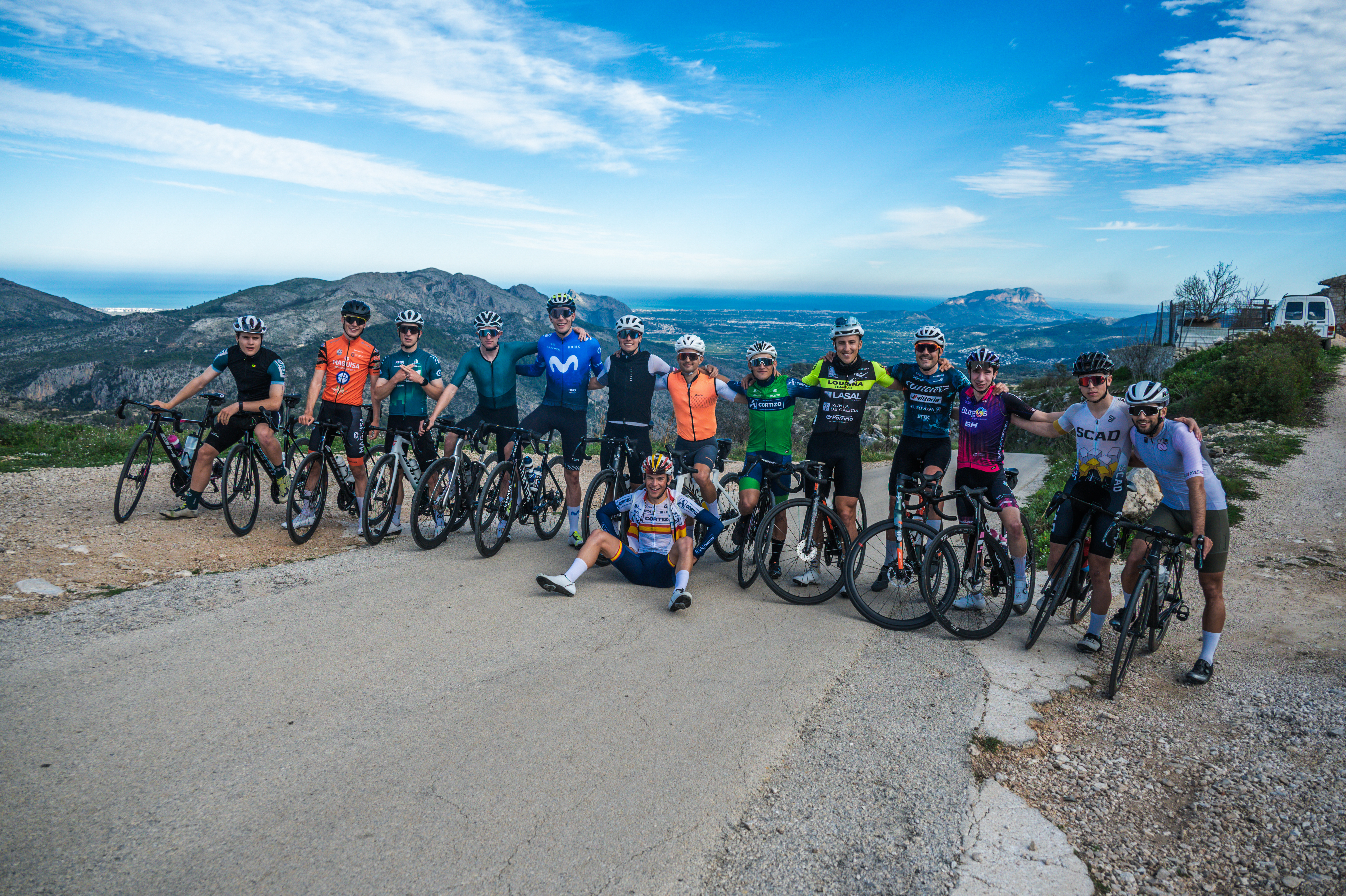 Group of cyclists at the Beloo user testing camp in Calpe, Spain