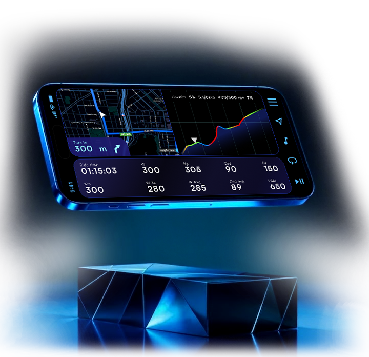 North Polar app — cycling data visualization dashboard with real-time terrain and performance metrics